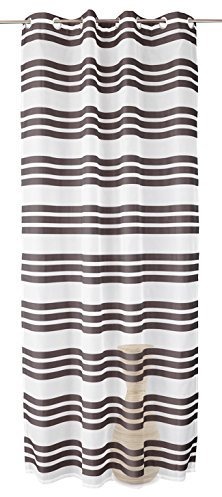 Ösen Schal transparent Organza Gardine mit Querstreifen, 243 x140 (HxB), Anthrazit, 89133