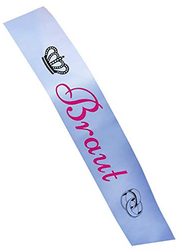 Oblique Unique Schärpe Braut Security Hochzeit Geburtstag 18 – wählbar (Braut Krone - Weiss)