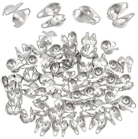 PandaHall Elite- 1 Sac/environ 50pcs Creation de bijoux Components Acier inoxydable EMBOUTS CACHE NOEUDS A PLIER 6mm