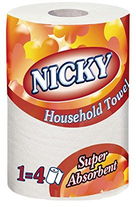 Nicky Jumbo Kitchen Towel - 12 Pack of 2-Ply Kitchen Roll, 200 Sheets, Equivalent to 4 Standard Rolls, Long-Lasting and Absorbent Paper Towels for All Domestic Tasks, FSC Paper