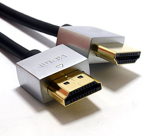kenable Ultra Slim Low Profile HDMI High Speed Cable Gold for HD TV Metal Ends 2m [2 metres]