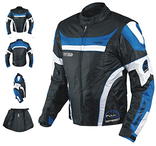Blouson Oxford Nylon Homme Textile CE Protections Thermique Moto bleu S