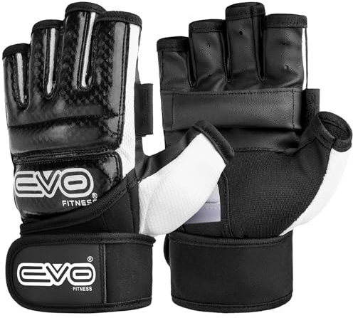 EVO Leder körper Gel Handschuhe MMA Boxen Boxsack Kampfsport Karate Fäustling (Schwarz, S)