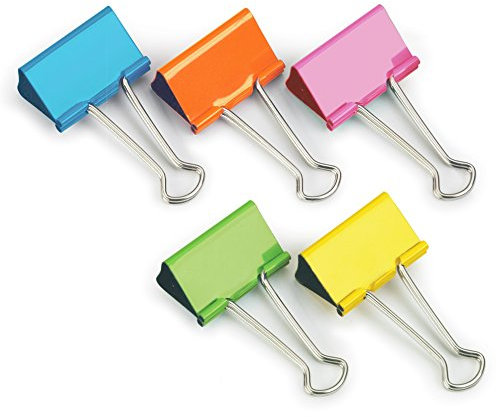 Rapesco FBC41COL Pinces à Double Clip 41 mm, Couleurs Assorties, Lot de 10