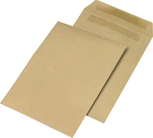 ELEPA 30007551 Versandtaschen B4, ohne Fenster, selbstklebend, 110 g/qm, braun, 250 Stück