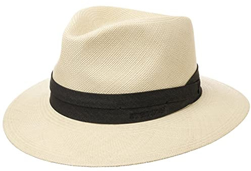 Stetson Jefferson Panamastrohhut Traveller Herren - Made in Ecuador - Strohhut aus Panamastroh - Panamahut mit UV Schutz 40 + - Sommerhut Natur 60 cm