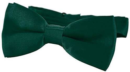 DonDon pajarita noble para niños - combinada y ajustable 9x 4,5 cm - de color verde oscuro - brillada con aire de seda