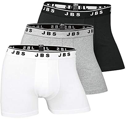 jbs Boxershorts Herren Ideale Passform durch Baumwollmix (Ohne Kratzenden Zettel), Schwarz/Weiss/Grau, Gr.- L
