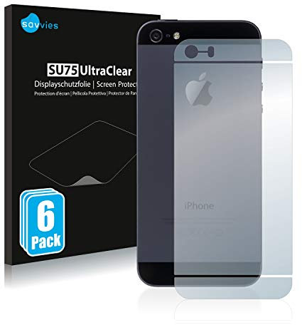 Savvies 6 Stück Schutzfolie für Apple iPhone SE 2016 Rückseite (gesamte Fläche) Displayschutz-Folie Ultra-Transparent