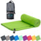 Fit-Flip Microfibre towel - compact, ultra lightweight & quick dry - perfect for gym, travel & beach - swimming towels for sports, camping & hiking (100x200cm green + bag)