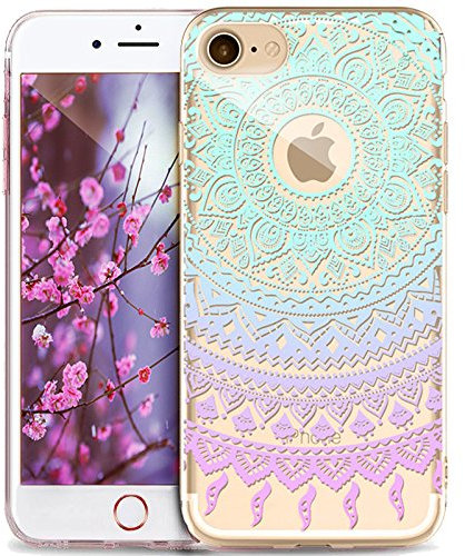 Kompatibel mit iPhone 5S Hülle,iPhone SE Hülle,iPhone 5 Hülle,Indische Sonne Handyhülle Silikon TPU Silikon Hülle Handyhülle Tasche Durchsichtig Schutzhülle für iPhone SE/5S/5,Mandala Spitze Blumen #7
