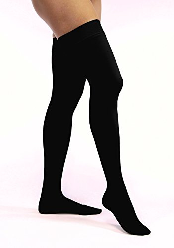 Women's Opaque 30-40 mmHg Closed Toe Thigh High Extra Firm Support Stocking Size: Small, Color: Classic Black