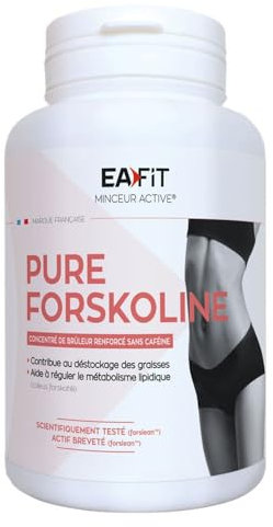 EAFIT MINCEUR - PURE FORSKOLINE - Déstockage des graisses-Bruleur de graisse puissant-Aide à réguler le métabolisme lipidique - Perte de poids - Femme pratiquant du sport non - SANS CAFEINE - 60 Gelules