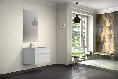 SAM® Badmöbel-Set 2tlg. Parma 70 cm, Hochglanz weiß, Spiegel | Softclose Badezimmermöbel, Waschplatz Mineralgussbecken