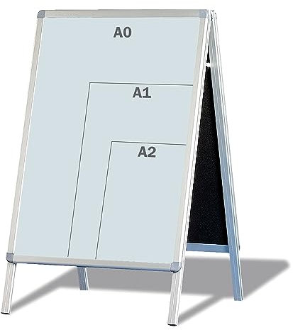 FRANKEN Plakatständer Kundenstopper A1 mit Klapprahmentechnik, freistehend, doppelseitig, Aluminiumrahmen, Standard, BSA1