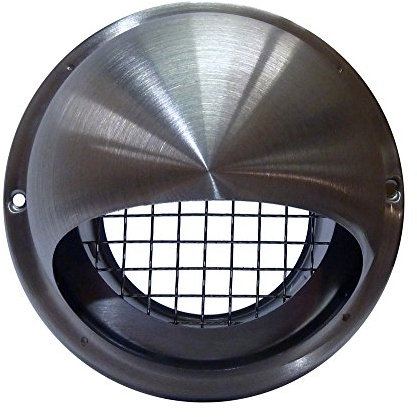 Airflow 100mm Stainless Steel Wall Cowl Vent with Louvres & Bird Mesh – Weather-Resistant Air Vent Cover for Intake & Exhaust – Includes Sealant, Screws & Drip Diverter
