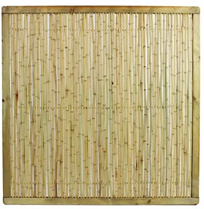 Premium Bambuszaun Phuket Bambu 179 x 179cm mit dünnen Bambusrohren im Holzrahmen - Hohe Bambuswand Sichtschutzwand gerahmt