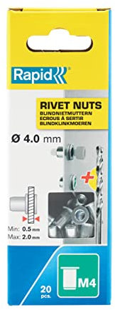 RAPID 5000671 - Remache a rosca M4 + broca en blíster 20 Unds.