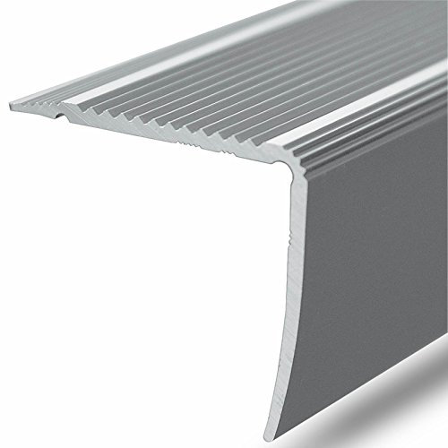 casa pura Profilé d'escalier en aluminium en forme de L 1 pièce, longueur 90 x 3 x 2 cm - Prépercé Nez de marche pour parquet et stratifié angulaire Argenté