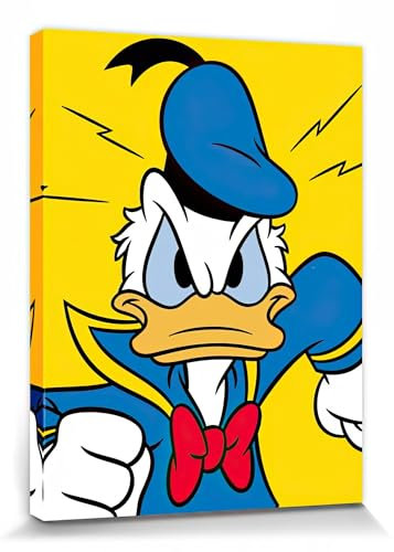 1art1 Donald Duck Poster Wütend Bilder Leinwand-Bild Auf Keilrahmen | XXL-Wandbild Poster Kunstdruck Als Leinwandbild 80x60 cm