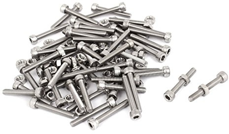 sourcing map 50Stück M3x20mm Edelstahl Innensechskantskopf Rändelschraube Schraubenmutter Set DE de