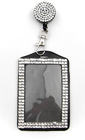 All in One Strass Lanyard Bling Kristall Badge Reel + Karte Halter für Business ID Karte weiß