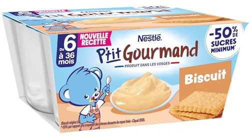 Nestlé Bébé - P'tit Gourmand Biscuit - Laitage dès 6 mois - 4 x 100g