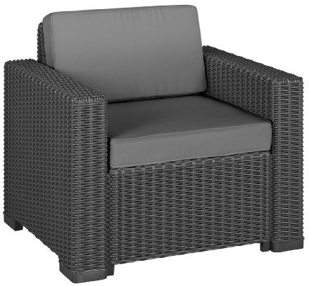 Allibert 212351 Lounge Sessel California Chair, Rattanoptik, Kunststoff, graphit, 2-er Set