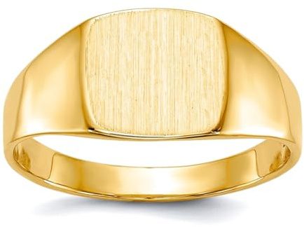 JewelryWeb Herren-Siegelring aus 14 Karat Gelbgold, massive Rückseite, Größe 9