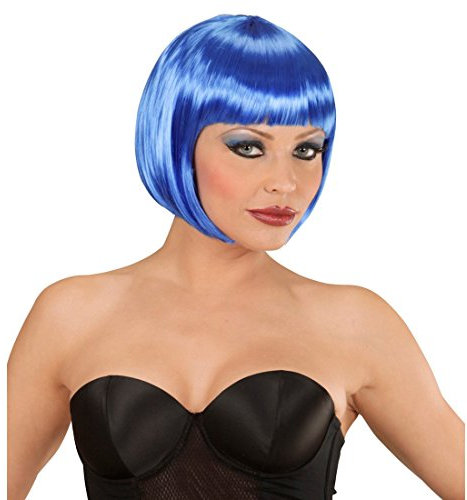 NET TOYS Kurzhaar Bob Perücke Pagenkopf blau Damenperücke mit Pony 20er Jahre Frisur Kurzhaarperücke Damen Faschingsperücke Karnevalsperücke