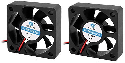 sourcingmap 2Pcs 12V 50mm Black Quiet Case Cooling Fan 4500 RPM, 10.9 CMF, 29 dBA