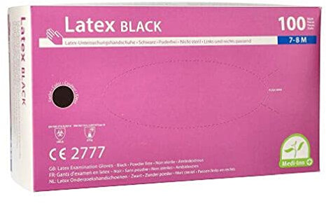 PAPSTAR Handschuhe, Latex puderfrei schwarz Größe M, chloriniert, mikrogeraut Einweghandschuhe-Laborhandschuhe. Menge: 1000 St