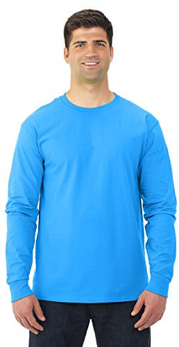 Fruit Of The Loom Adult HD Cotton Long Sleeve Crew T-Shirt, XL, Pacific Blue
