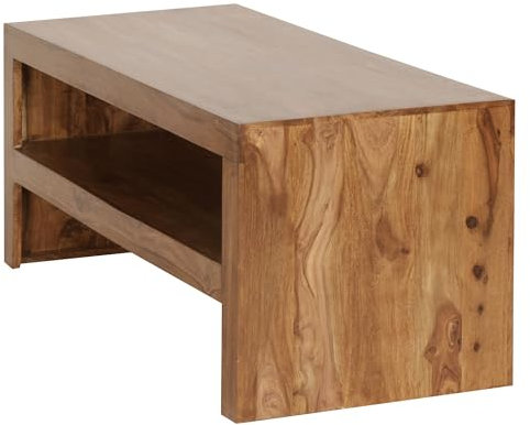 FineBuy Couchtisch Massiv-Holz 110 cm breit Wohnzimmer-Tisch Design braun Beistelltisch Wohnzimmermöbel Echtholz rechteckig