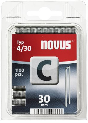 Novus Schmalrückenklammern 30 mm, Klarsichtverpackung, 1100 Klammern, Typ C4/30, für Profilhölzer und Holzfaserplatten