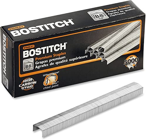 Bostitch Office B8 PowerCrown Premium Staples, 0.25 Inch Leg, Full-Strip,Ultimate Drive Performance, Carbon Steel, (STCR21151/4)