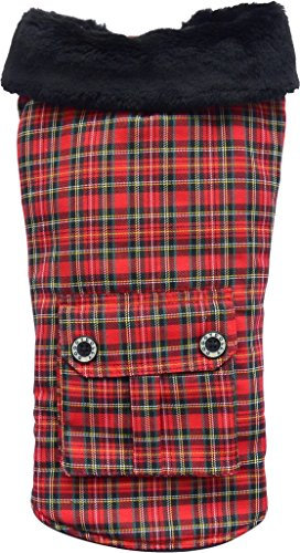 Doggydolly rot Karierter Hundemantel Big Dog für große Hunde (XS - Brustumfang 66-68 cm - Rückenlänge 46-48 cm)
