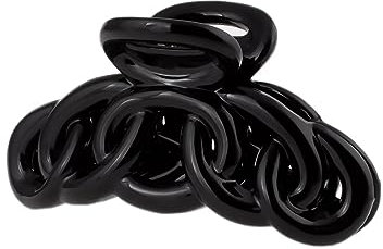 Righe e Pois - PINZA PER CAPELLI A CATENA NERA - CM 07 - molletta per capelli ad anelli incrociati - confezione da 1 - ABS plastic