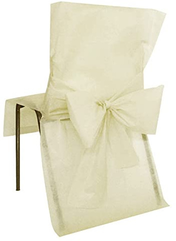 Stuhlhusse premium Partydeko Hochzeit 10 Stück cremefarben 50x95 cm - Weiß - Einheitsgröße