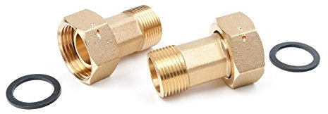 derClou24 3530220025 Wasserzähler Verschraubungen 1 Überwurfmutter x 3/4 Zoll Aussengewinde MS blank 2 Stück