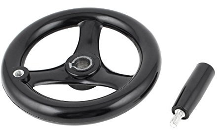 Sourcingmap 16mmx160mm Black 3 Spoked Lathe Handwheel Hand Wheel with M10 Handle