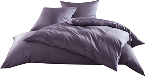 Bettwaesche-mit-Stil Mako-Satin Baumwollsatin Bettwäsche Uni einfarbig zum Kombinieren (Bettbezug 240 cm x 220 cm, Lila)