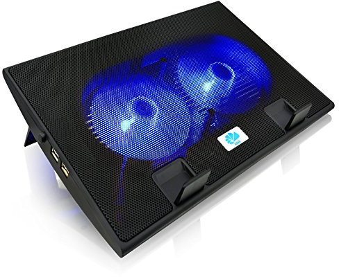 AABCOOLING NC35 - Notebook Ständer mit 2 Lüftern, Einstellbare Neigung und Blau LED, Laptop Kühlung, Lüfter, Notebook Kühler für Laptops bis 17 Zoll und PS4 PRO/Xbox Consolen