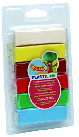 Jovi Plastilin, leicht formbare Modelliermasse für Kinder ab 2 Jahren, Blister mit 6 Farben je 25 g, Grundfarben