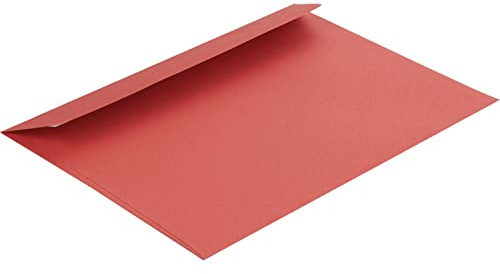 100 Stück, Farbige Briefumschläge, DIN C5, Haftklebung mit Abziehstreifen, Gerade Klappe, 120 g/qm Colorista, Ohne Fenster, Rot, Blanke Briefhüllen