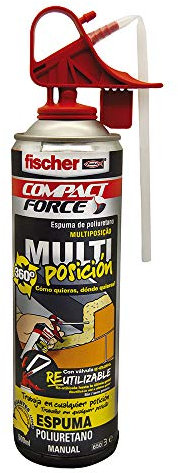 fischer PU-Schaum 360° Multiposition (Box 500 ml), Füllen, fest, dichtet, isoliert in jeder Position, schnelltrocknend, manuelle Anwendung, ideal für Fensterrahmen