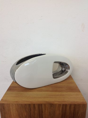 Gilde Deko Vase  Ellise  Porzellan, Platin / Weiß, 30 cm lang