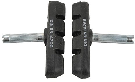 FISCHER Bremsschuhe | Bremsbeläge | für V-Bremse und Cantilever-Bremse | für Fahrräder und E-Bikes geeignet | DIN EN 14766 | 2 Stück, Schwarz