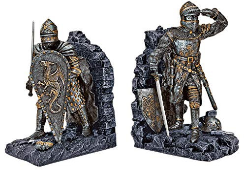 Design Toscano Artusritter Buchstützen, Maße: 12,5 x 9 x 20,5 cm