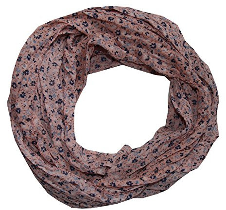 ACC Blumen Damen Loop Schal aus Seide & Baumwolle/Seidenschal (Blümchen rosa blau)